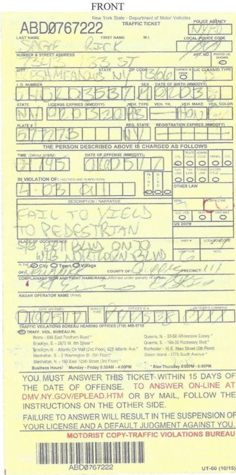 Front of Ticket ABD0767222